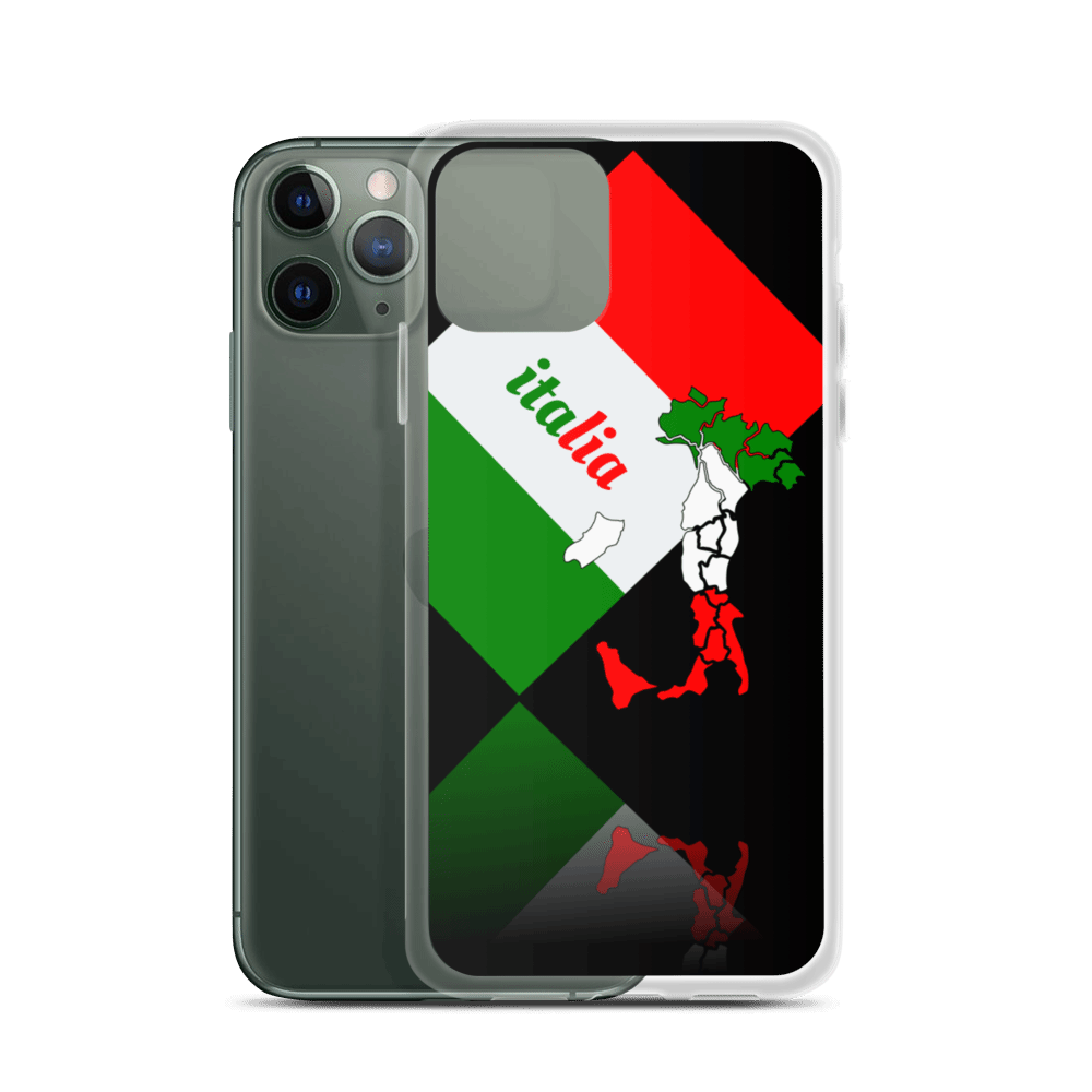 Elegant Italia - Italy Flag And Map iPhone Black Case TeeSpect