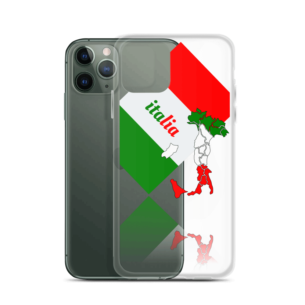 Elegant Italia - Italy Flag And Map Clear iPhone Case TeeSpect