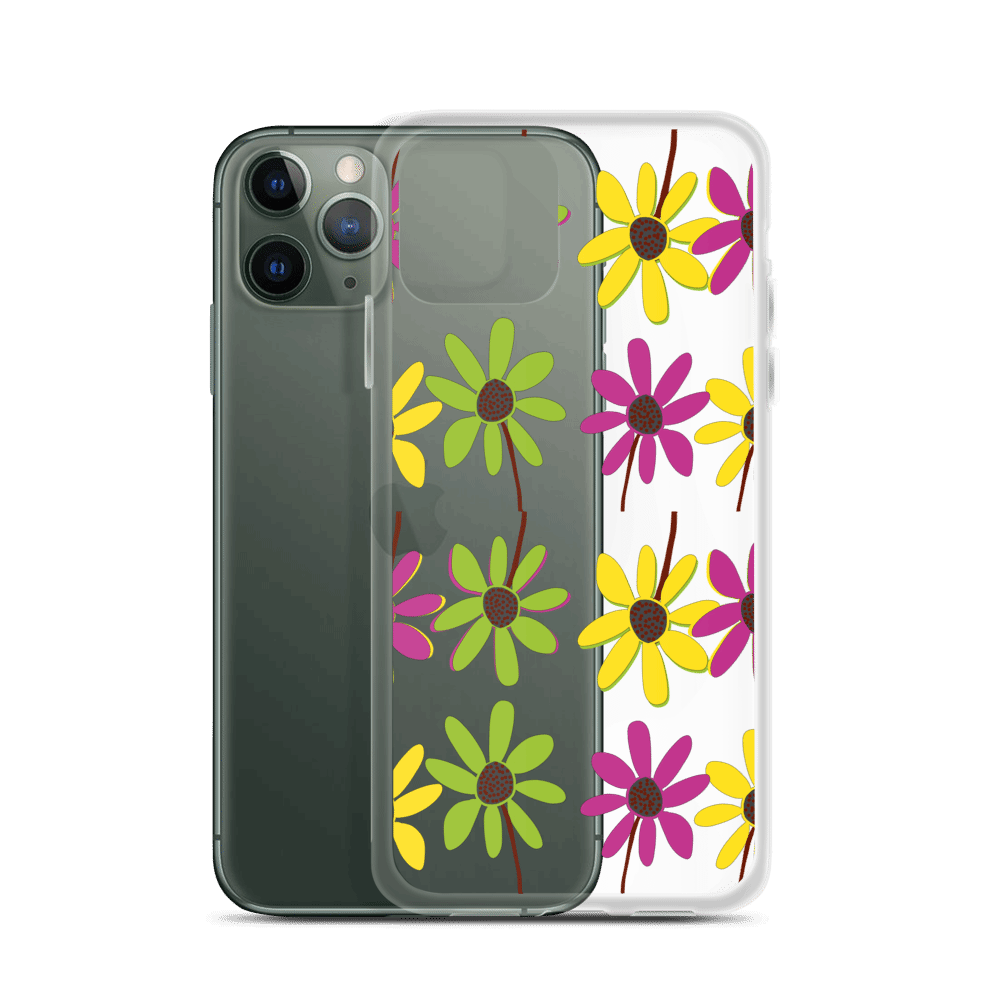 iPhone Colourful Hand Drawn Flower Petals Clear Case TeeSpect