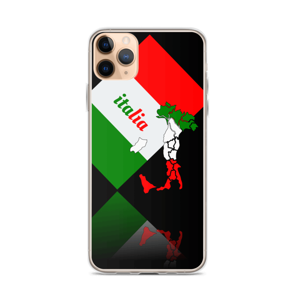 Elegant Italia - Italy Flag And Map iPhone Black Case TeeSpect