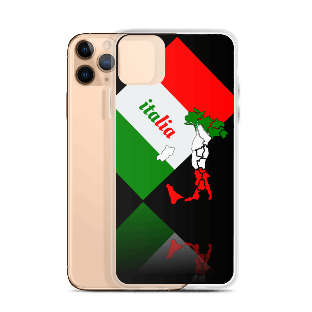 Elegant Italia - Italy Flag And Map iPhone Black Case TeeSpect