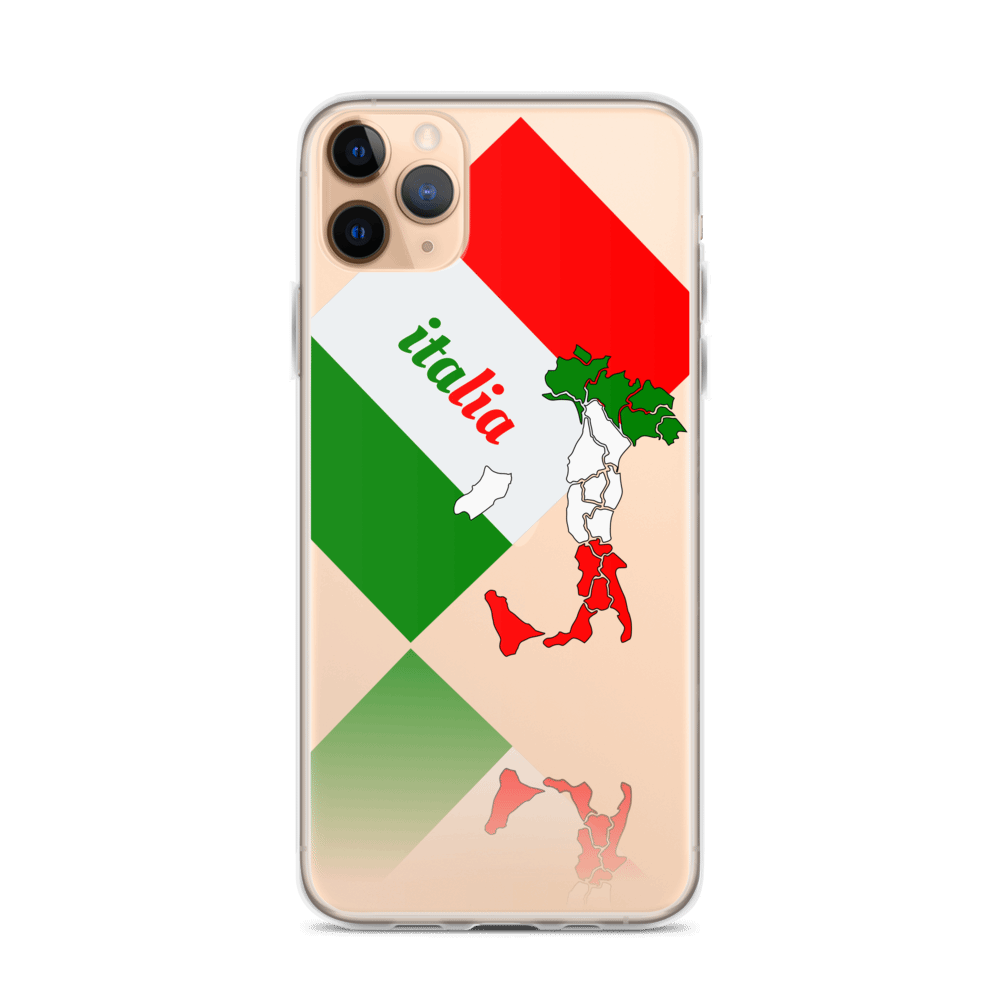 Elegant Italia - Italy Flag And Map Clear iPhone Case TeeSpect