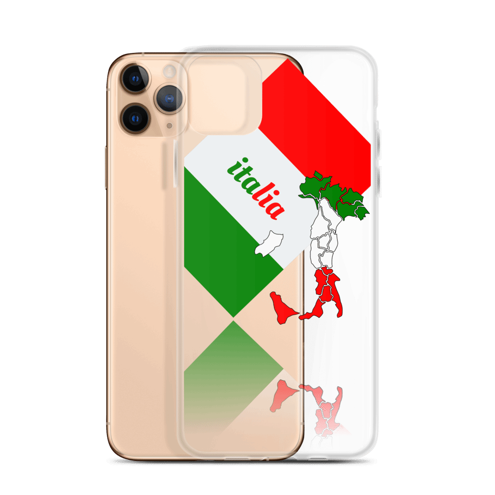 Elegant Italia - Italy Flag And Map Clear iPhone Case TeeSpect