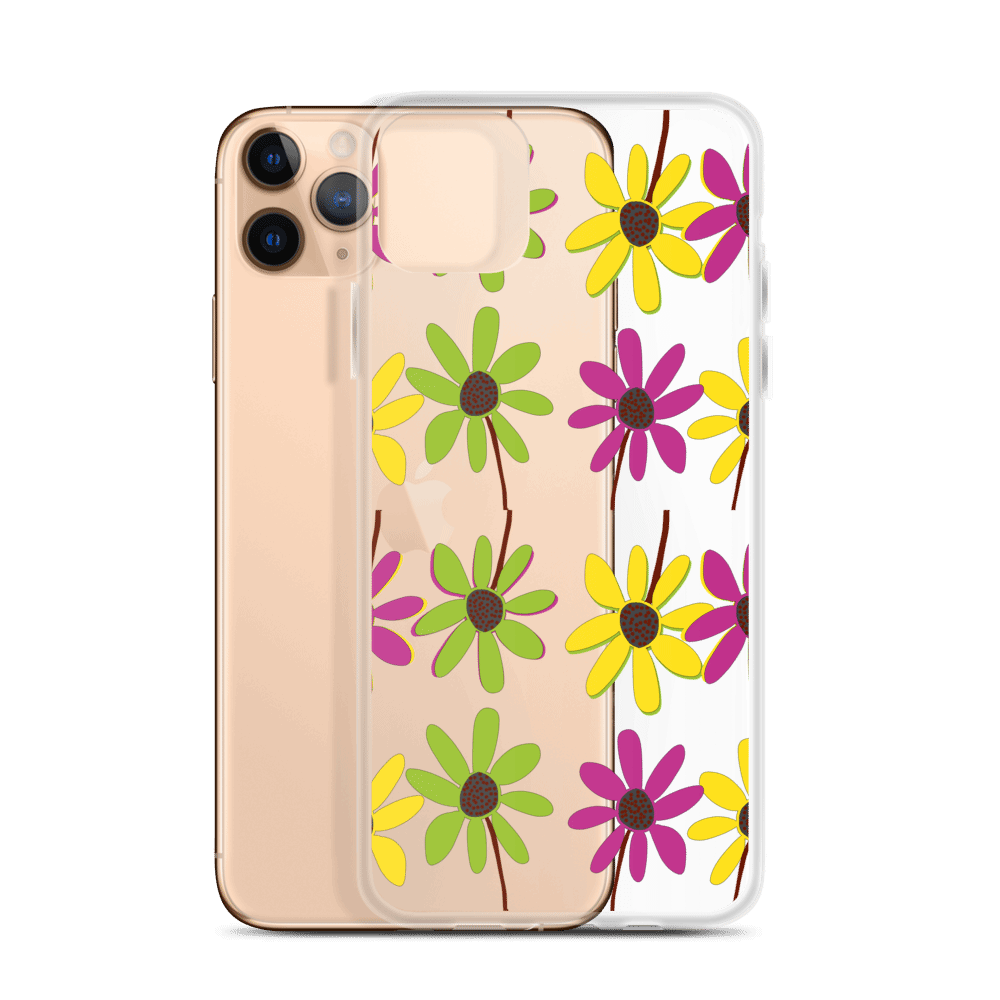 iPhone Colourful Hand Drawn Flower Petals Clear Case TeeSpect