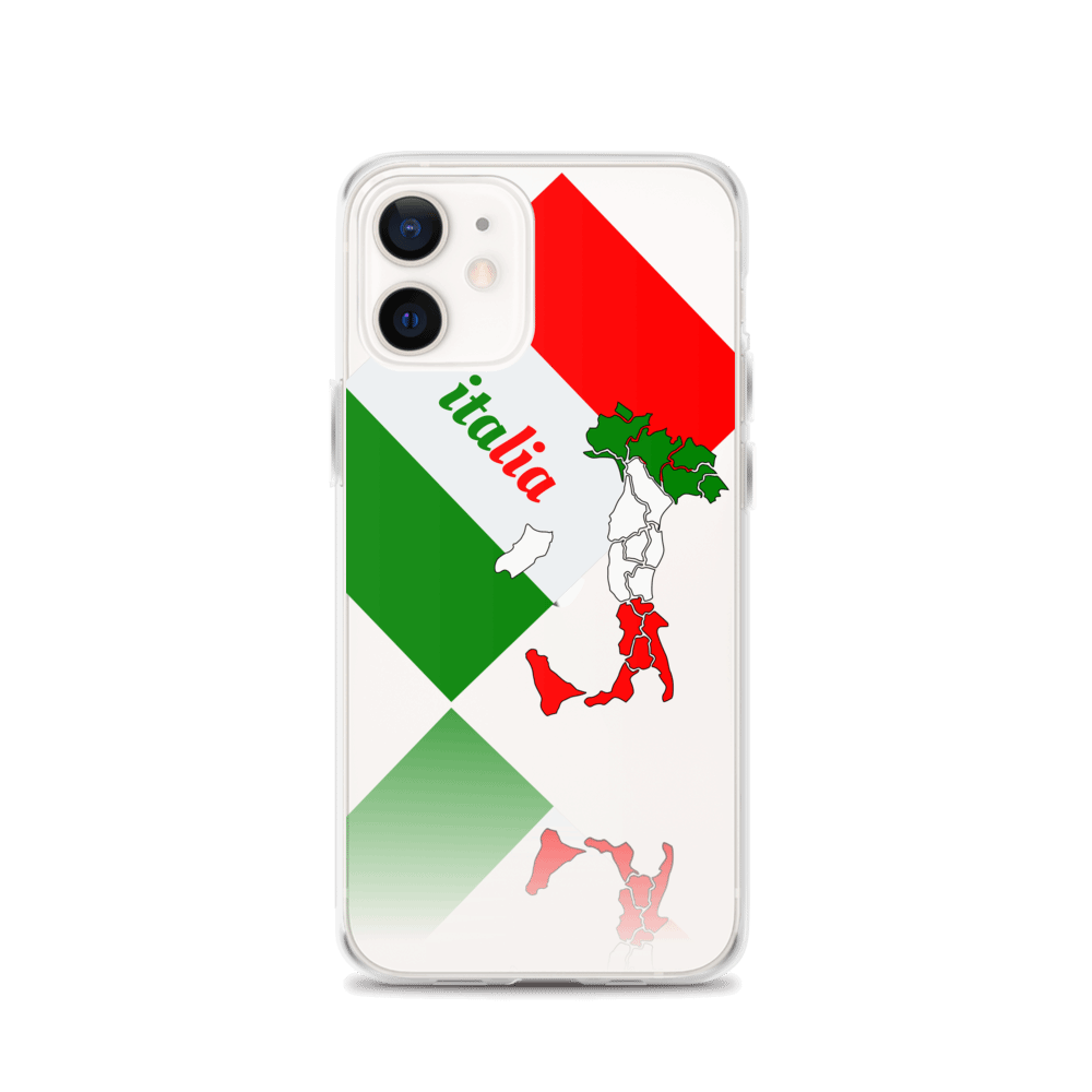 Elegant Italia - Italy Flag And Map Clear iPhone Case TeeSpect