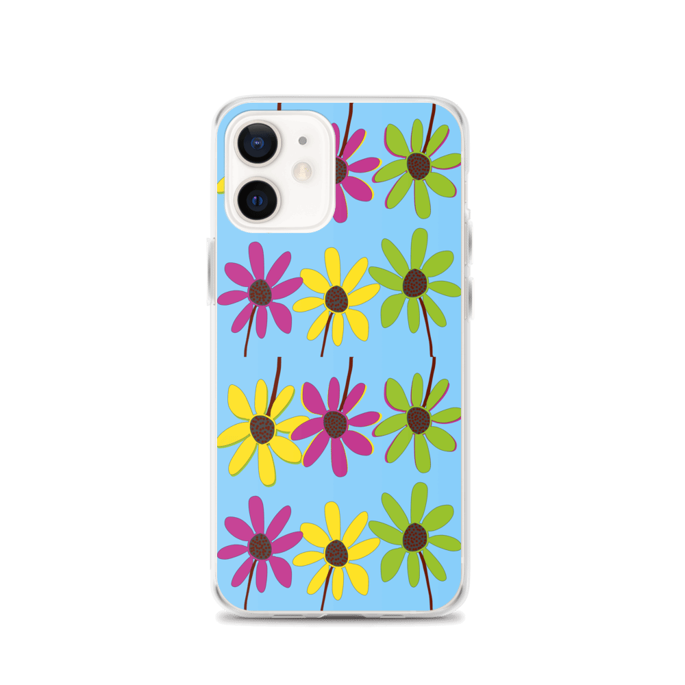 iPhone Colourful Hand Drawn Flower Petals Sky Blue Case TeeSpect