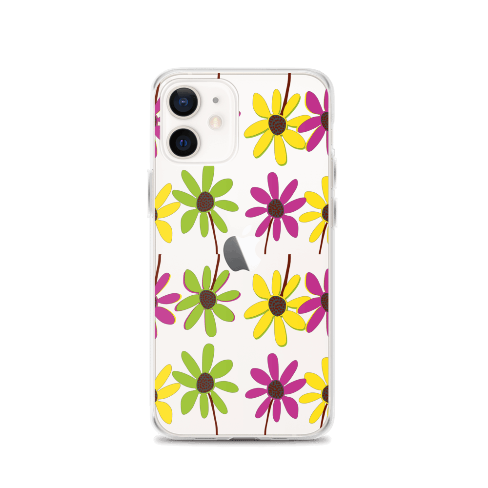 iPhone Colourful Hand Drawn Flower Petals Clear Case TeeSpect