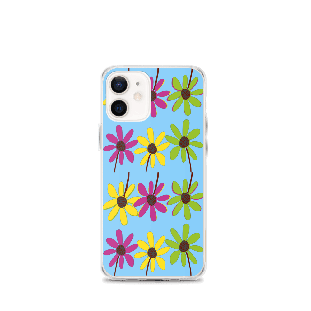 iPhone Colourful Hand Drawn Flower Petals Sky Blue Case TeeSpect