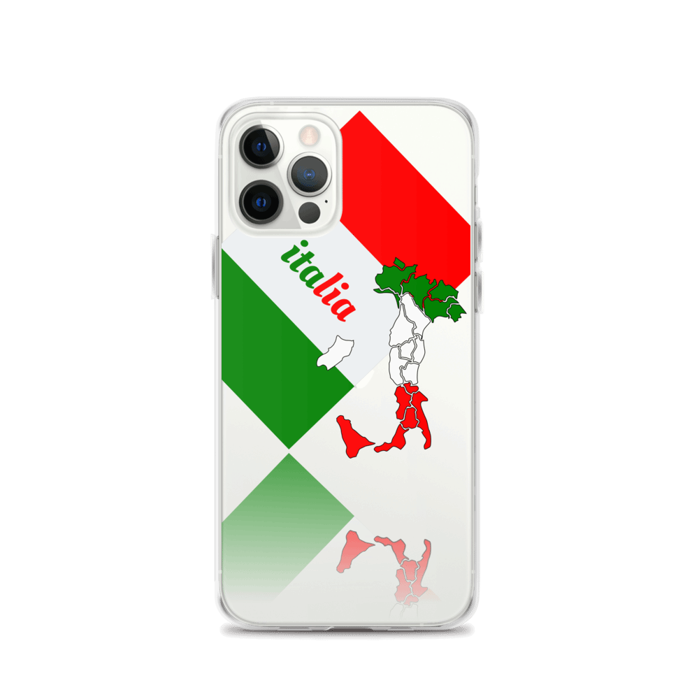 Elegant Italia - Italy Flag And Map Clear iPhone Case TeeSpect