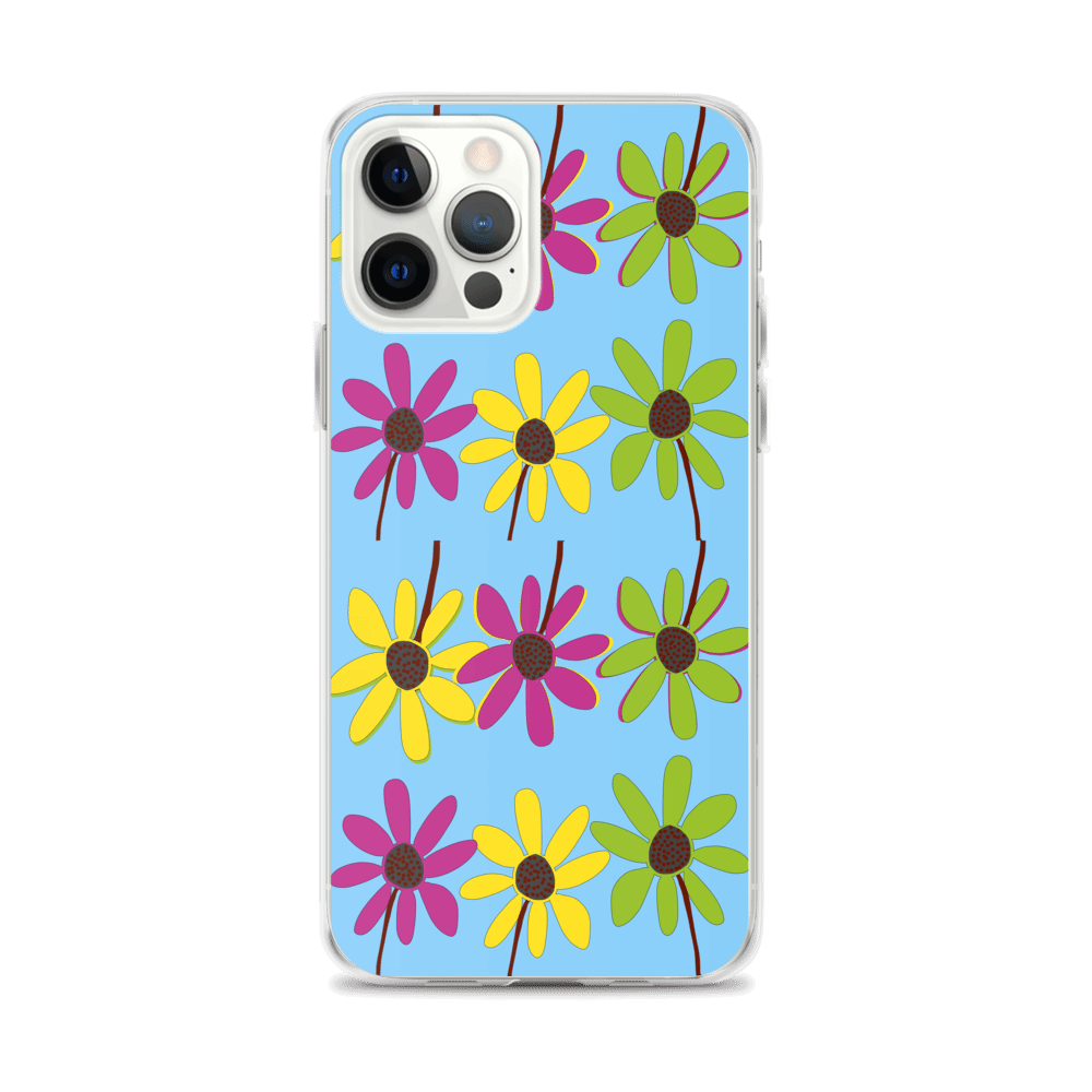 iPhone Colourful Hand Drawn Flower Petals Sky Blue Case TeeSpect