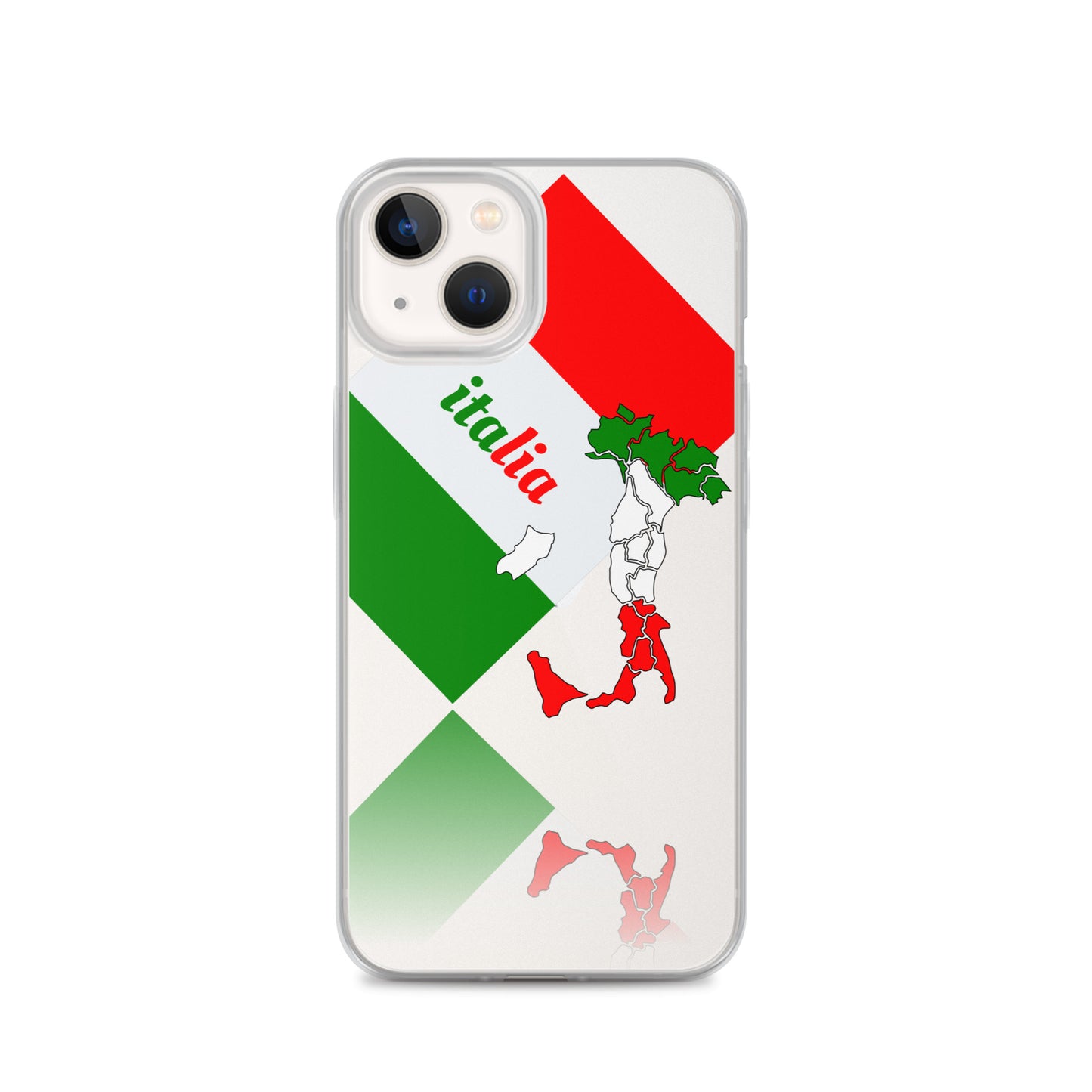 Elegant Italia - Italy Flag And Map Clear iPhone Case TeeSpect