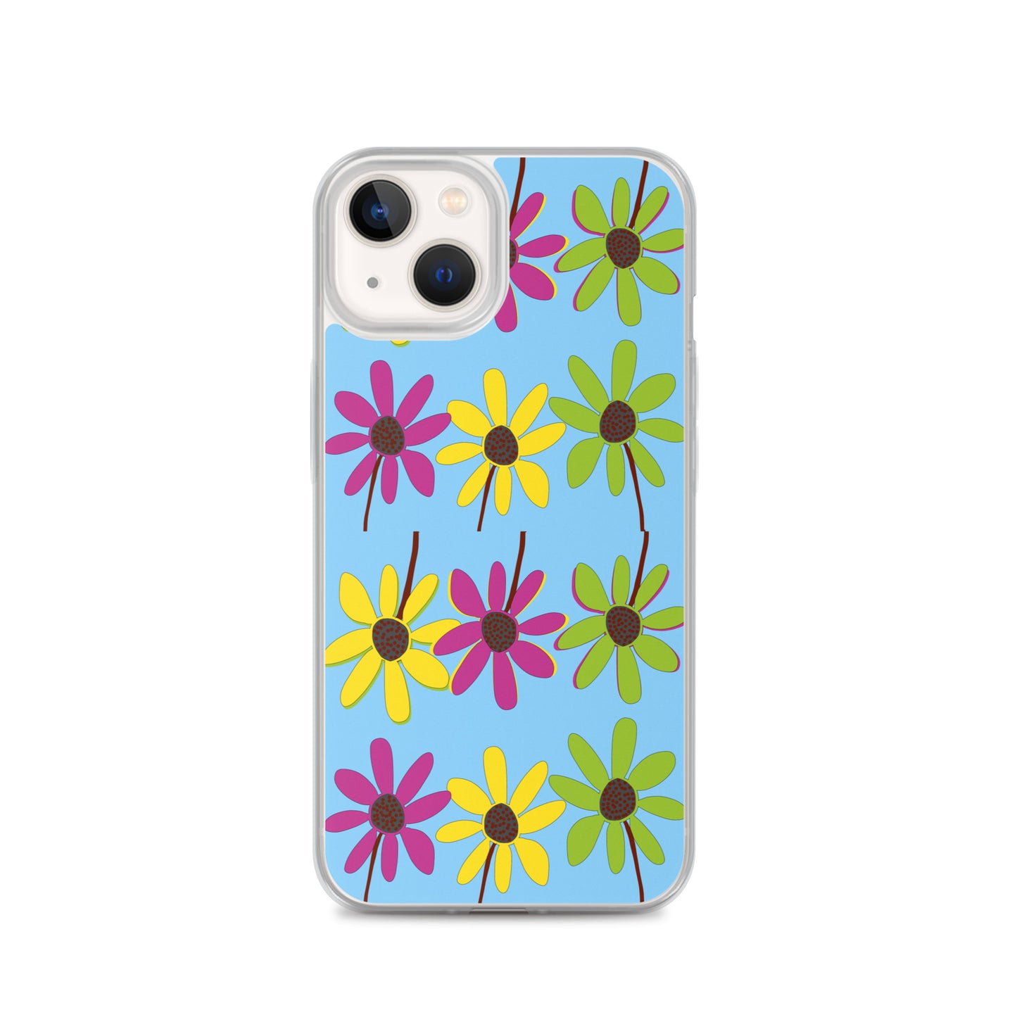 iPhone Colourful Hand Drawn Flower Petals Sky Blue Case TeeSpect