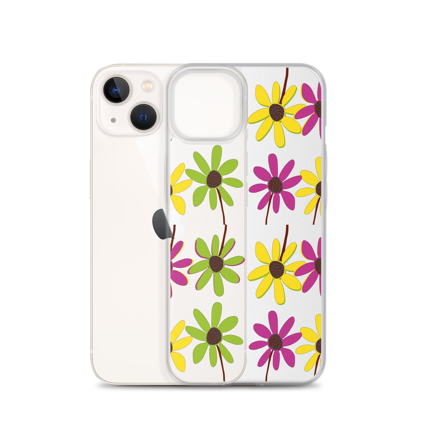 iPhone Colourful Hand Drawn Flower Petals Clear Case TeeSpect
