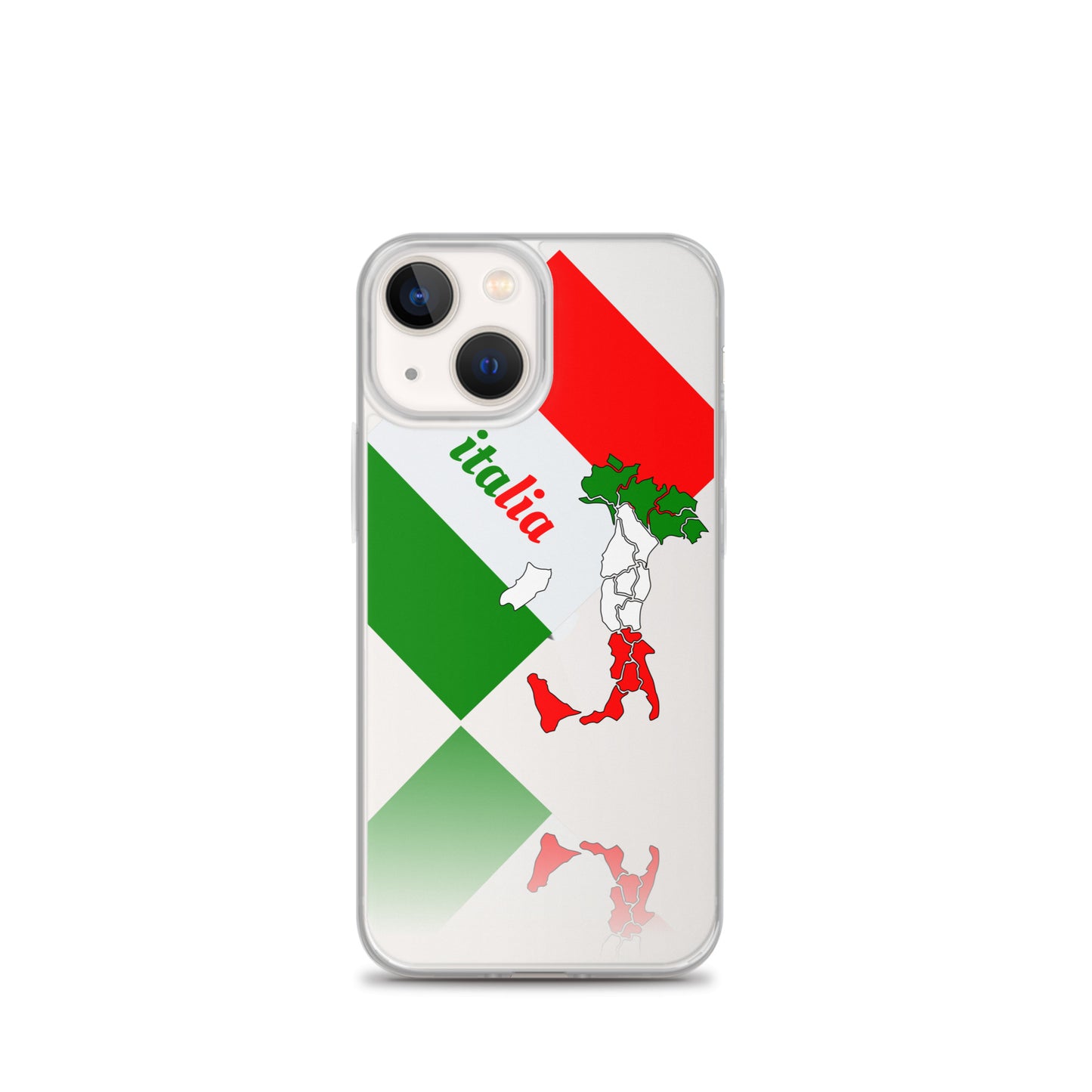 Elegant Italia - Italy Flag And Map Clear iPhone Case TeeSpect