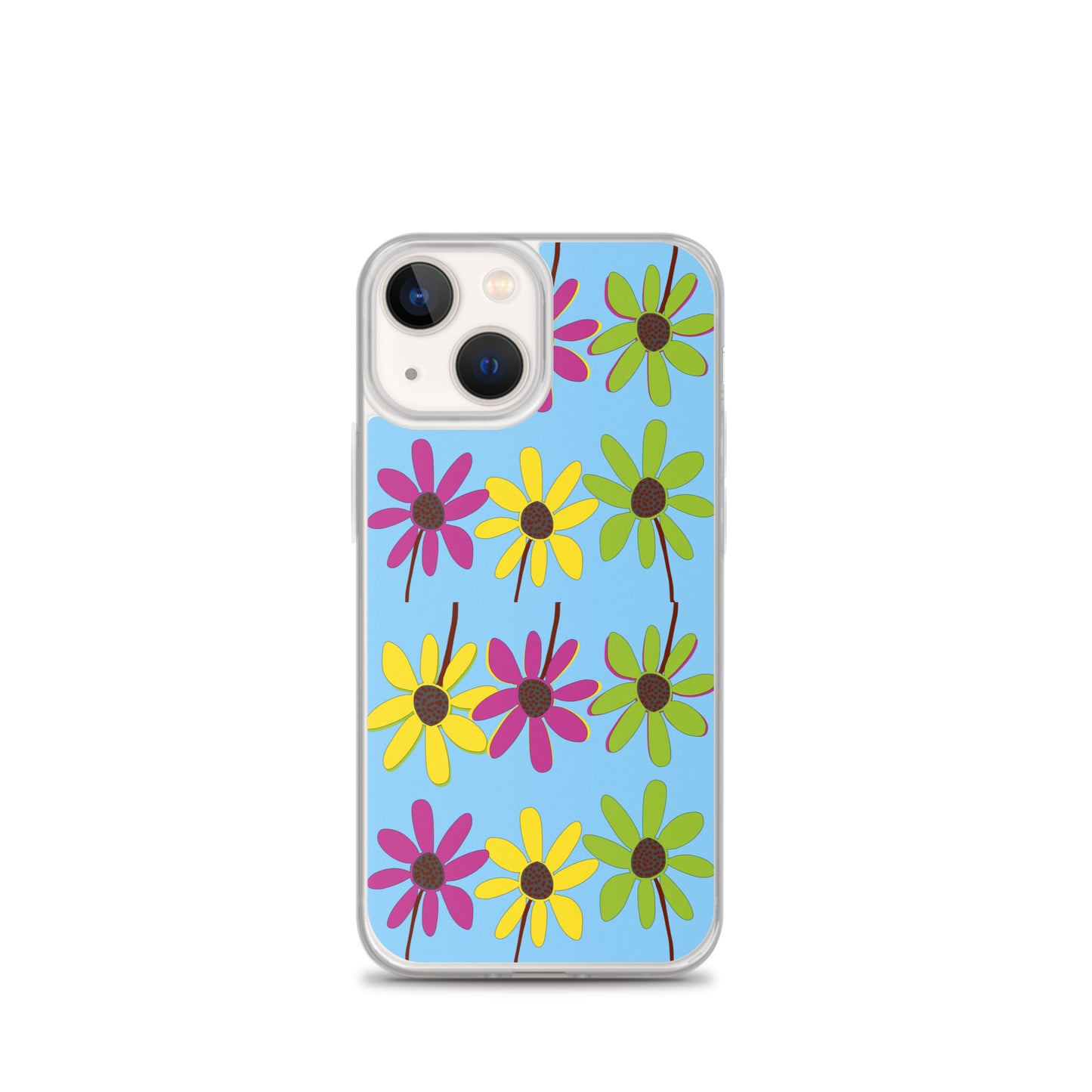 iPhone Colourful Hand Drawn Flower Petals Sky Blue Case TeeSpect