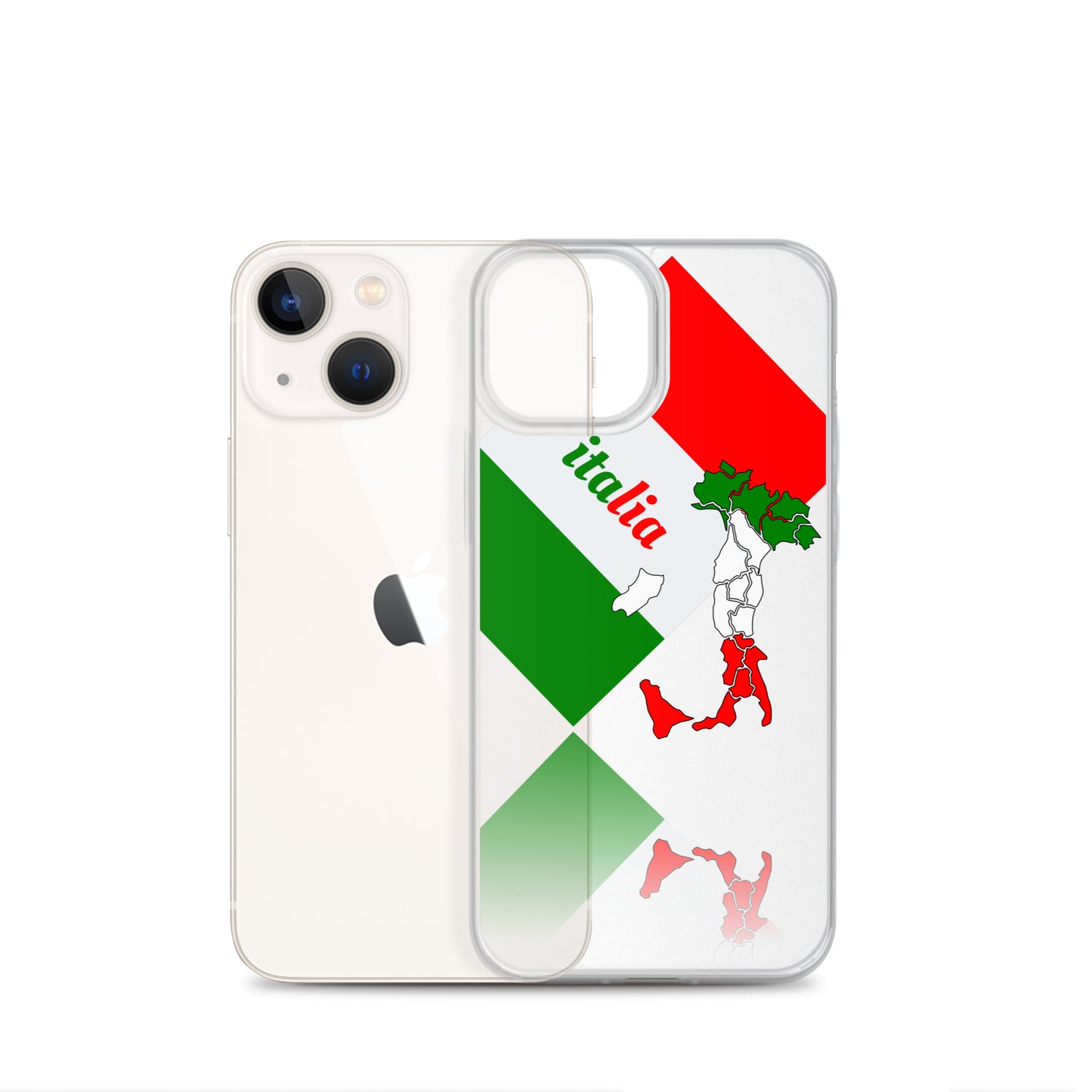 Elegant Italia - Italy Flag And Map Clear iPhone Case TeeSpect