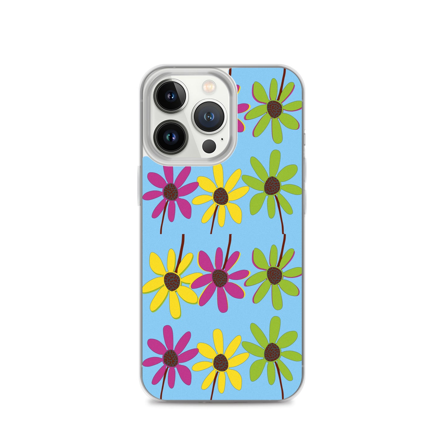 iPhone Colourful Hand Drawn Flower Petals Sky Blue Case TeeSpect