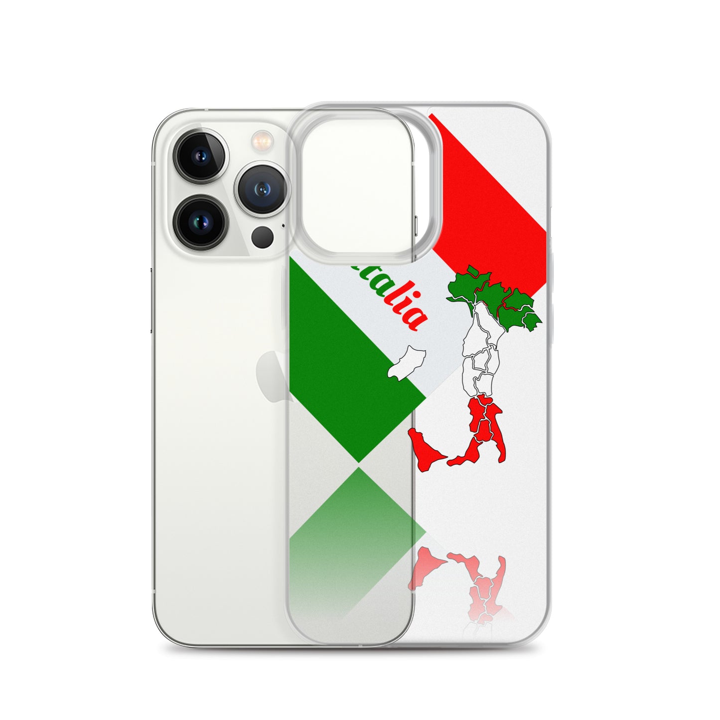 Elegant Italia - Italy Flag And Map Clear iPhone Case TeeSpect