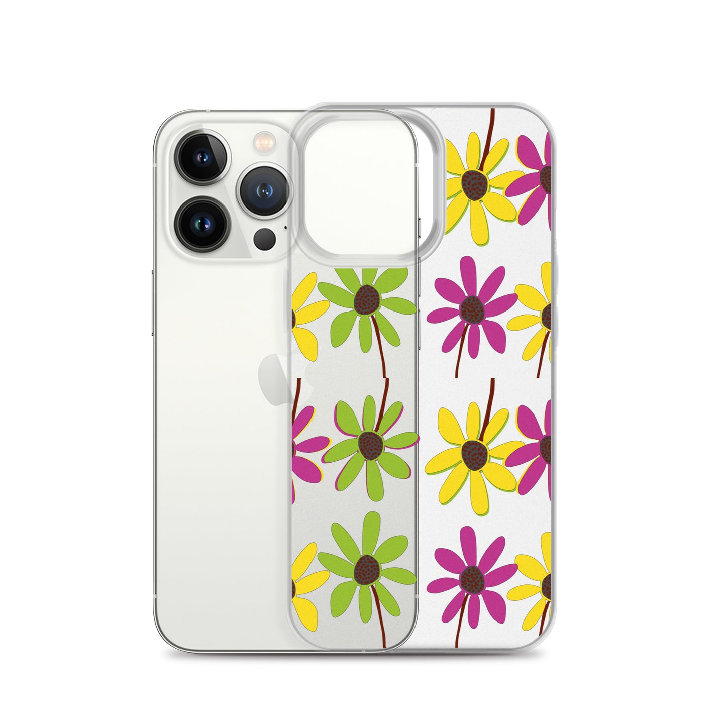iPhone Colourful Hand Drawn Flower Petals Clear Case TeeSpect