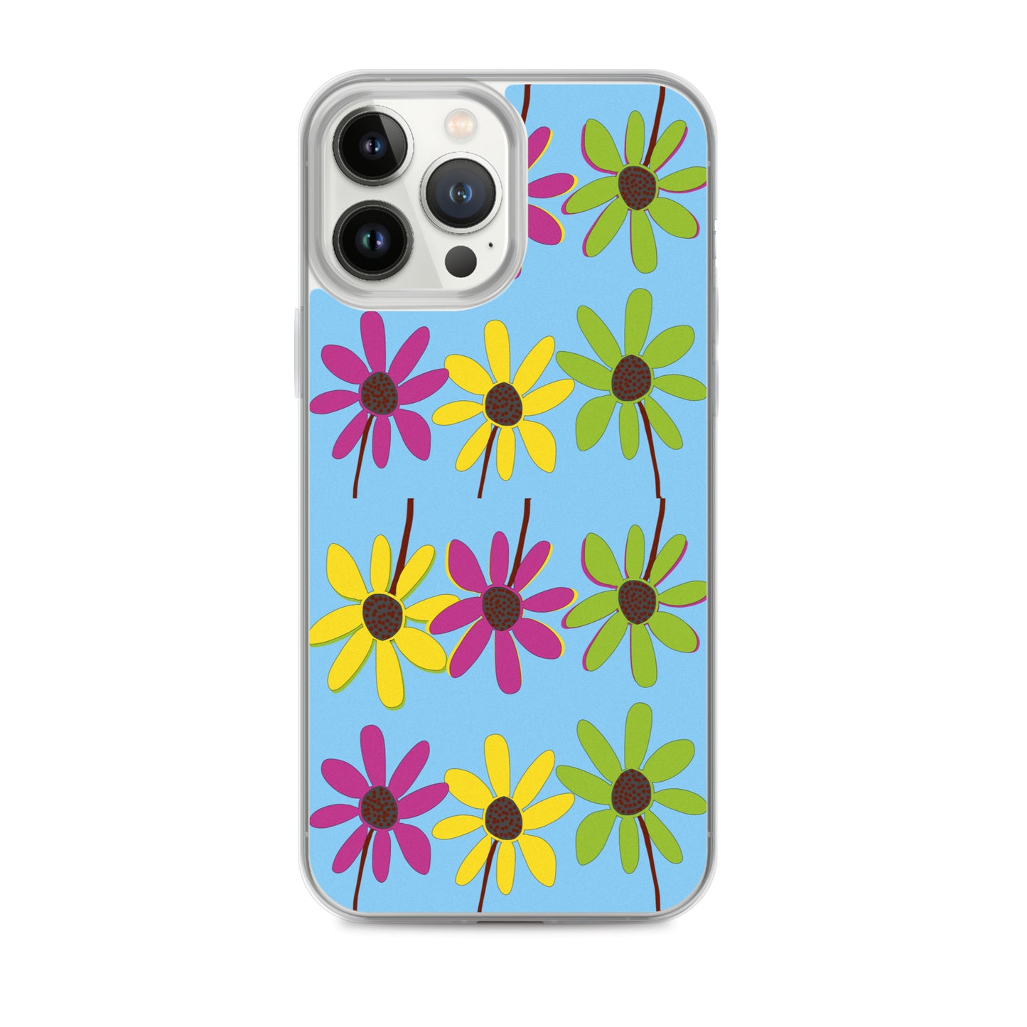 iPhone Colourful Hand Drawn Flower Petals Sky Blue Case TeeSpect