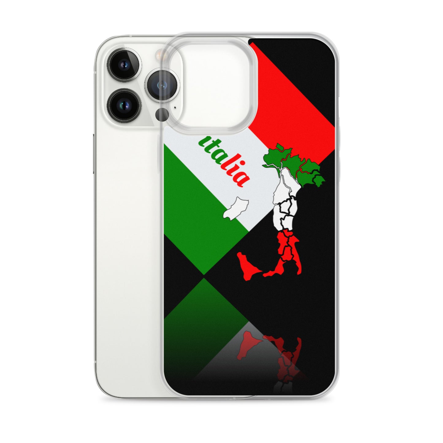 Elegant Italia - Italy Flag And Map iPhone Black Case TeeSpect
