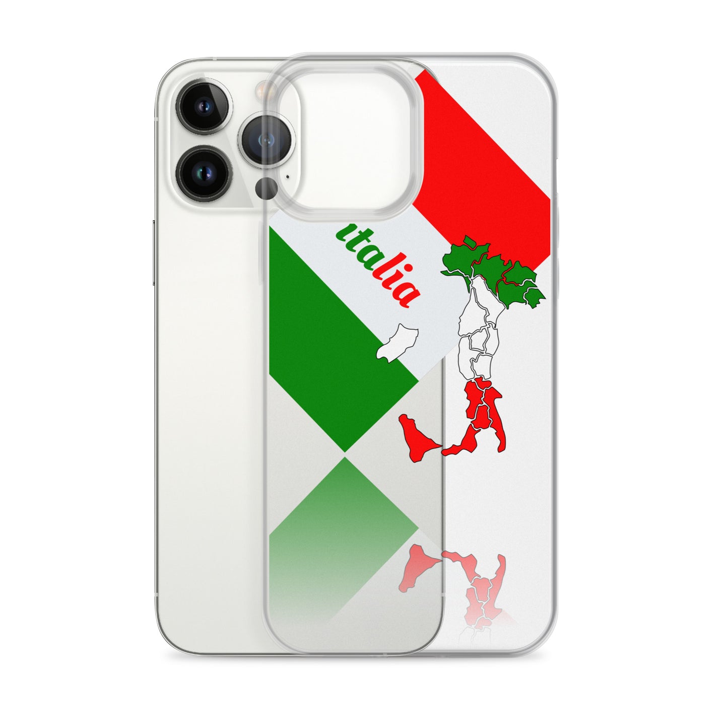 Elegant Italia - Italy Flag And Map Clear iPhone Case TeeSpect