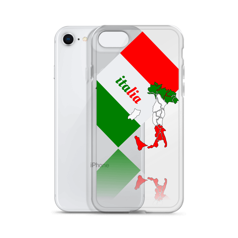Elegant Italia - Italy Flag And Map Clear iPhone Case TeeSpect
