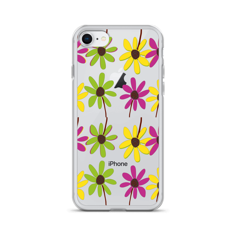 iPhone Colourful Hand Drawn Flower Petals Clear Case TeeSpect