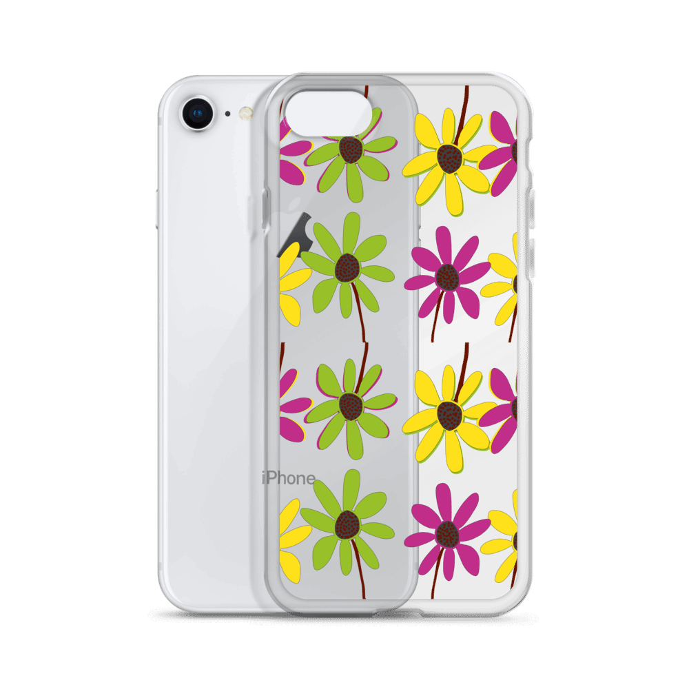 iPhone Colourful Hand Drawn Flower Petals Clear Case TeeSpect