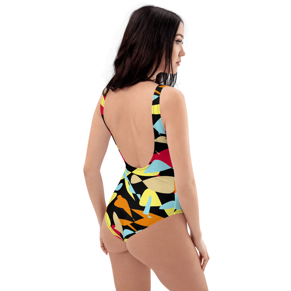 When Confused Black One-Piece Swimsuit TeeSpect