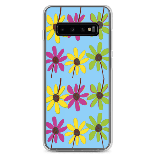Colourful Hand Drawn Flower Petals Sky Blue Samsung Case TeeSpect