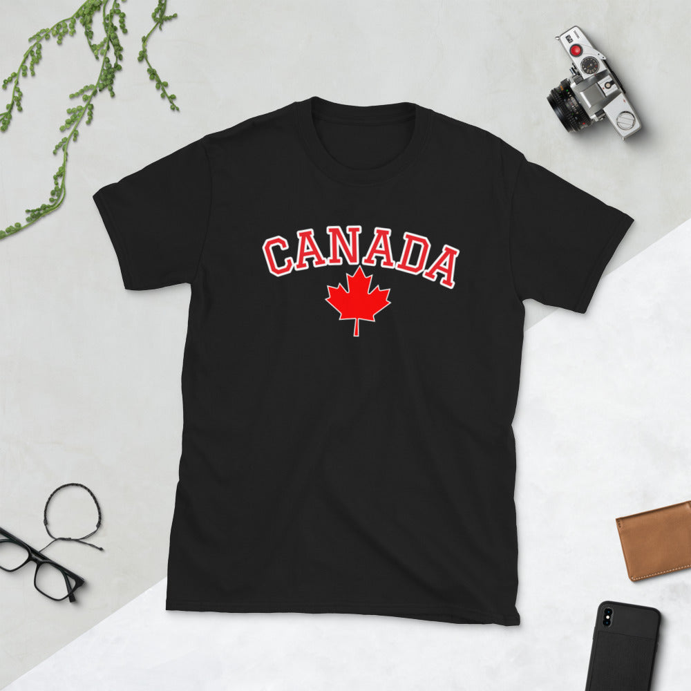 Bold Canada And Maple Leaf Unisex Soft Cotton, Softstyle Short-Sleeve T-Shirt TeeSpect