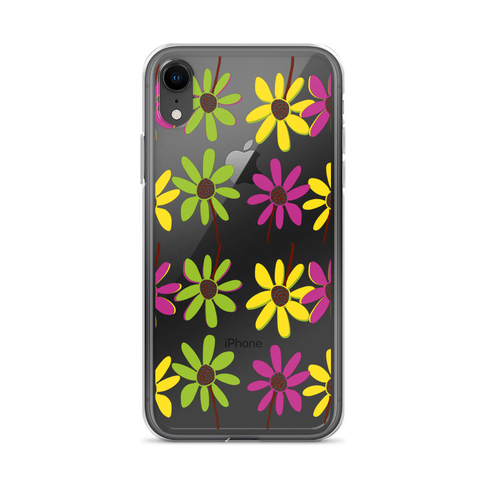 iPhone Colourful Hand Drawn Flower Petals Clear Case TeeSpect