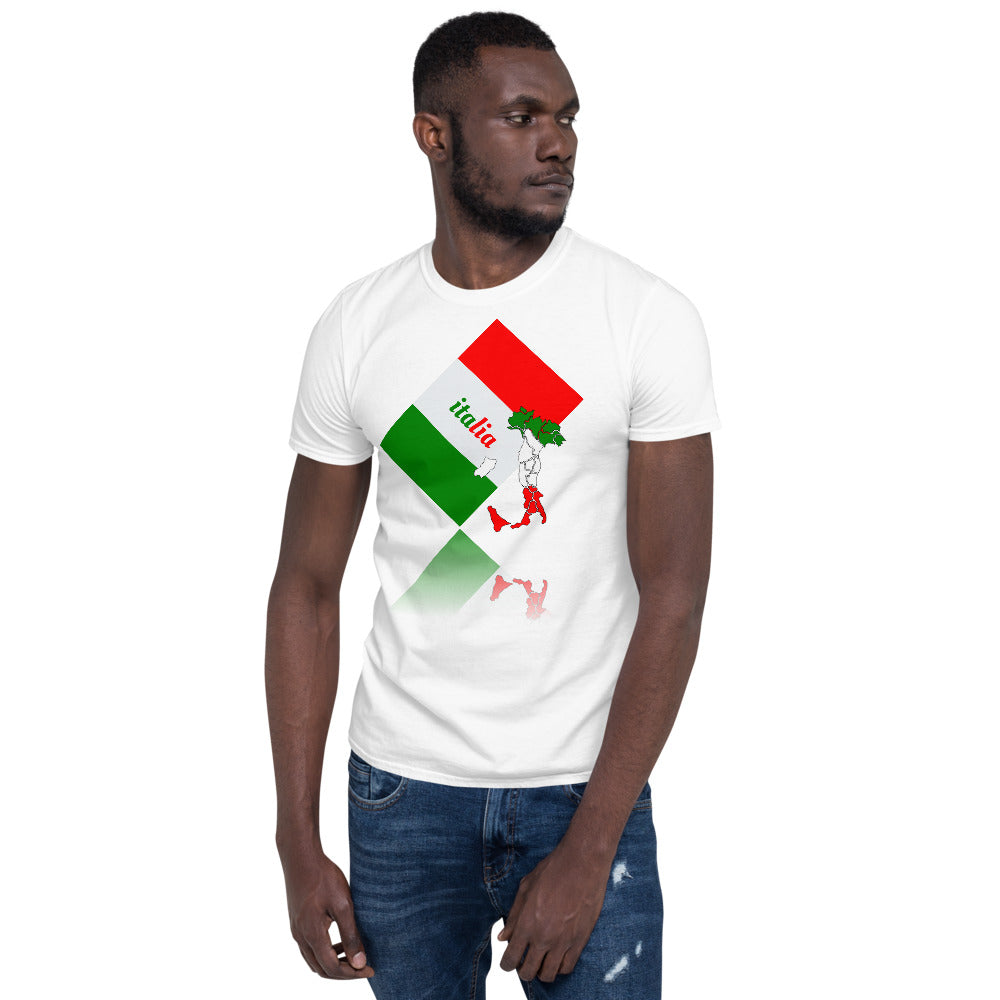 Elegant Italia - Italy Flag And Map Unisex Cotton Softstyle Short-Sleeve T-Shirt TeeSpect