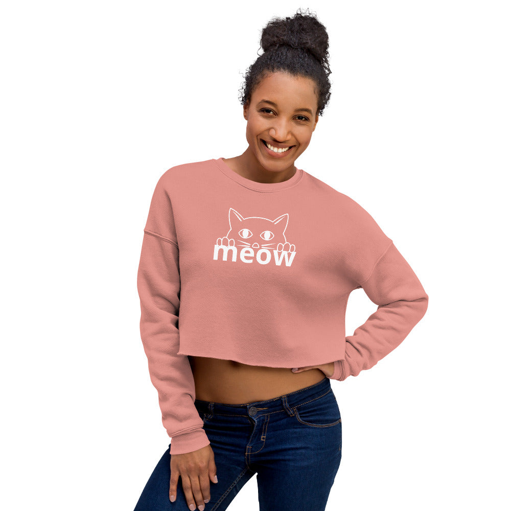 Cat Face Meow Comfortable And Fashionable Cropped Sweatshirt TeeSpect