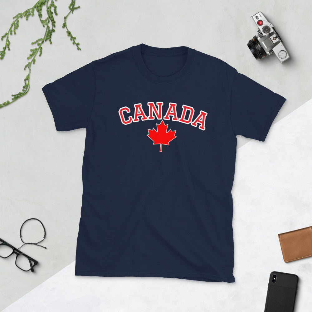Bold Canada And Maple Leaf Unisex Soft Cotton, Softstyle Short-Sleeve T-Shirt TeeSpect