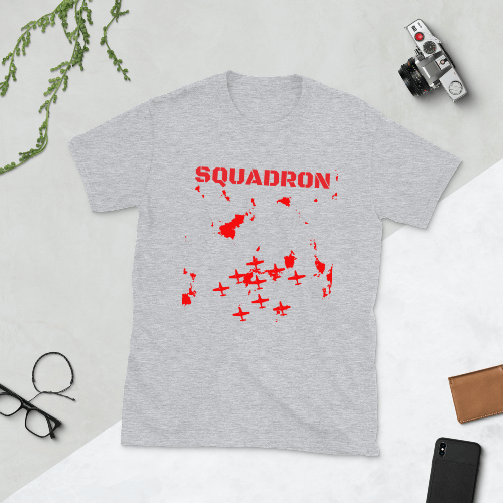Custom Text Fighter Plane Squadron Personalized Unisex Basic Softstyle Short Sleeve T-Shirt TeeSpect