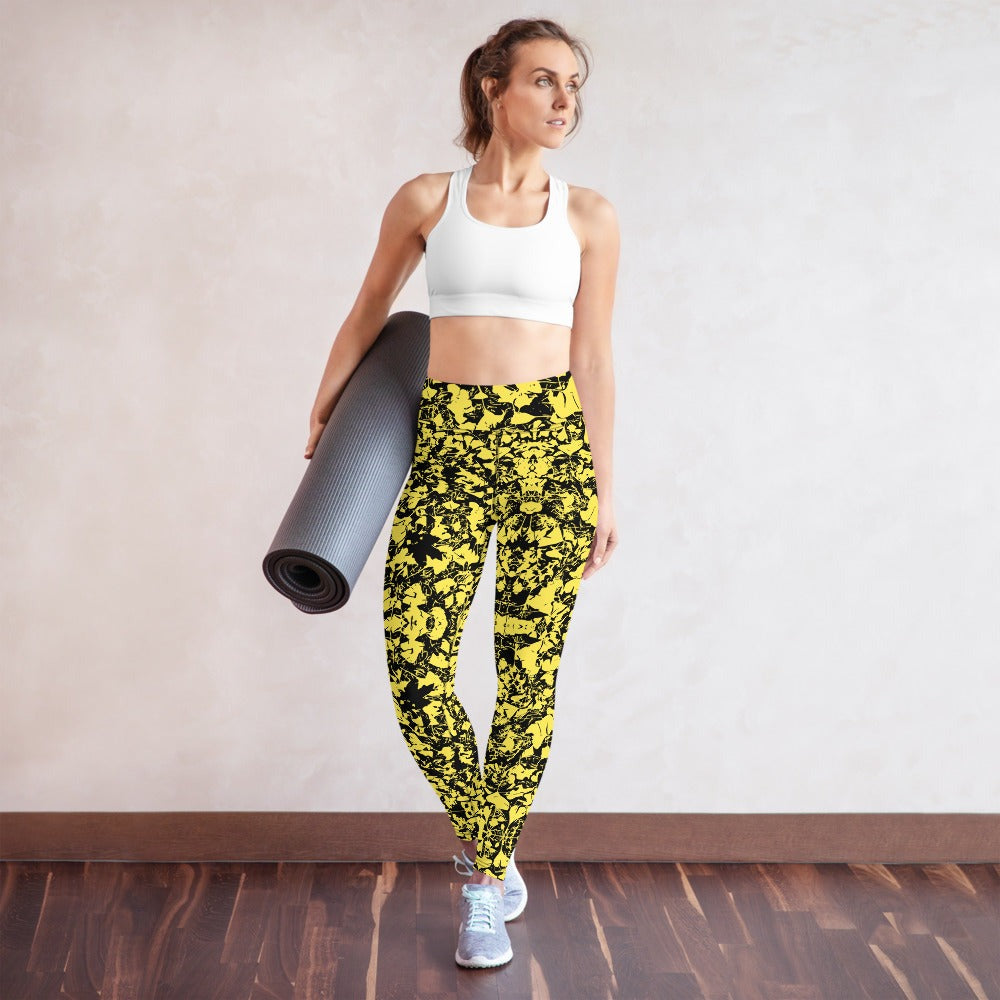 Mid Autumn Leaf Parade Multi Colors Super Soft, Stretchy, Comfortable Yoga Leggings With Pockets TeeSpect