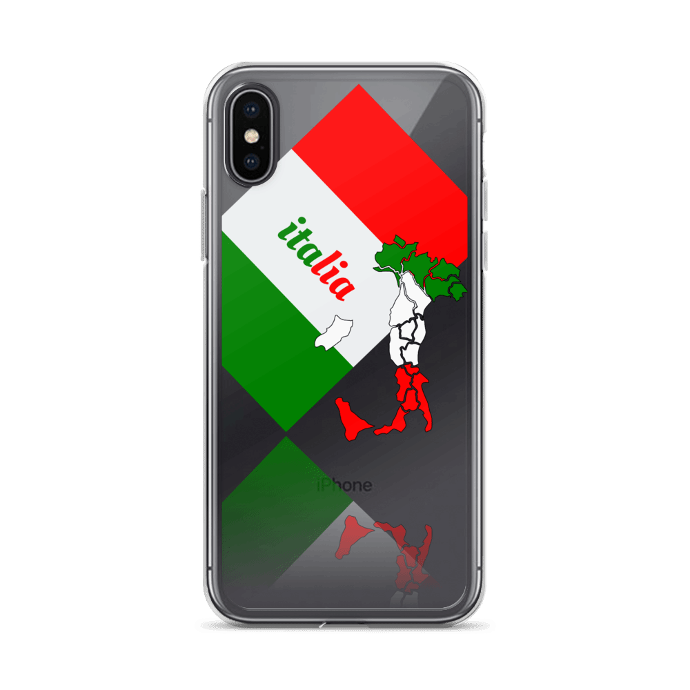Elegant Italia - Italy Flag And Map Clear iPhone Case TeeSpect