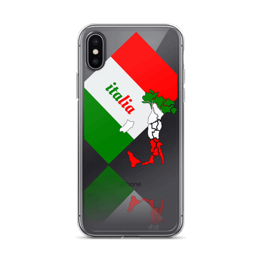 Elegant Italia - Italy Flag And Map Clear iPhone Case TeeSpect