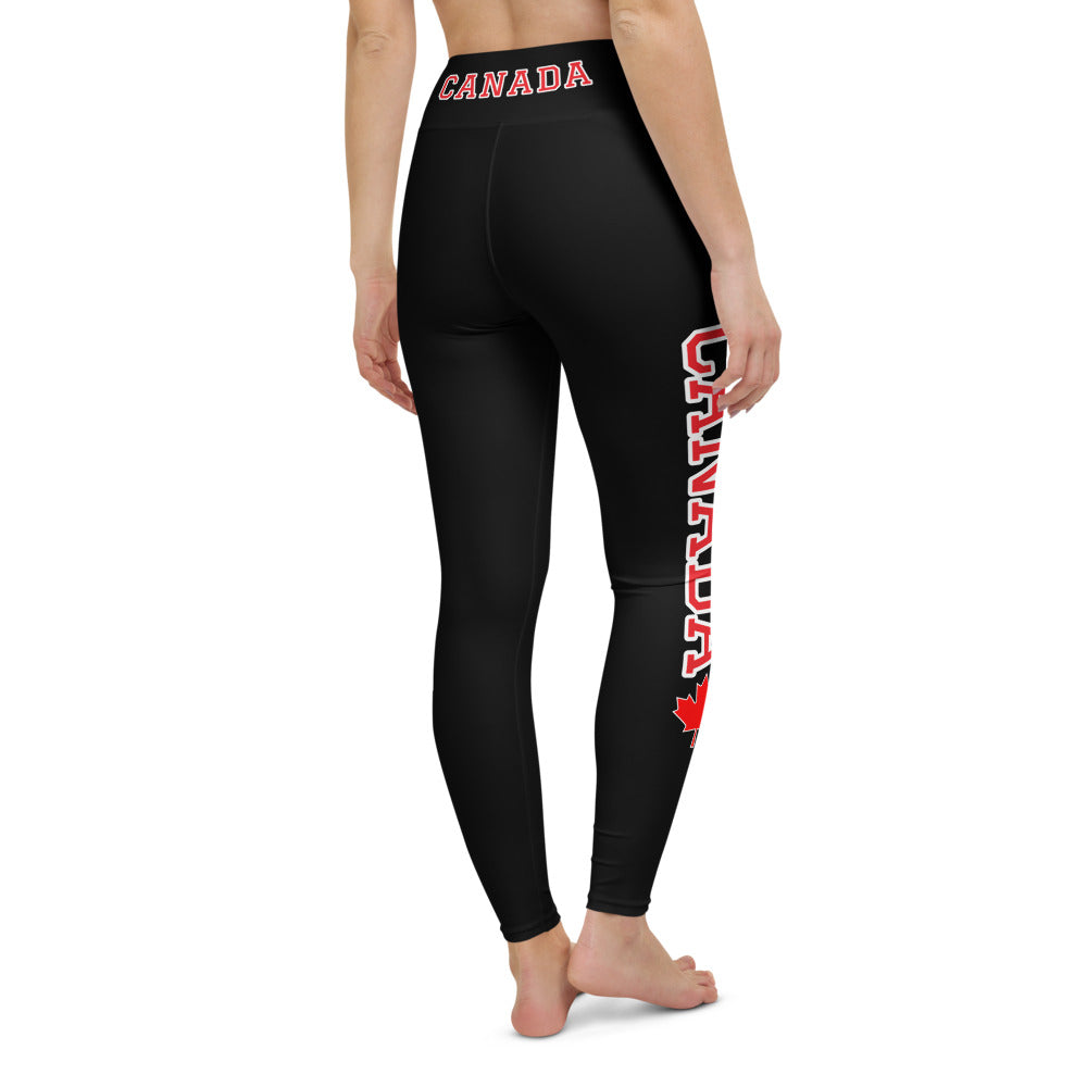 Bold Canada And Maple Leaf Super Soft, Stretchy, Comfortable All Over Print Yoga Leggings With Pockets TeeSpect