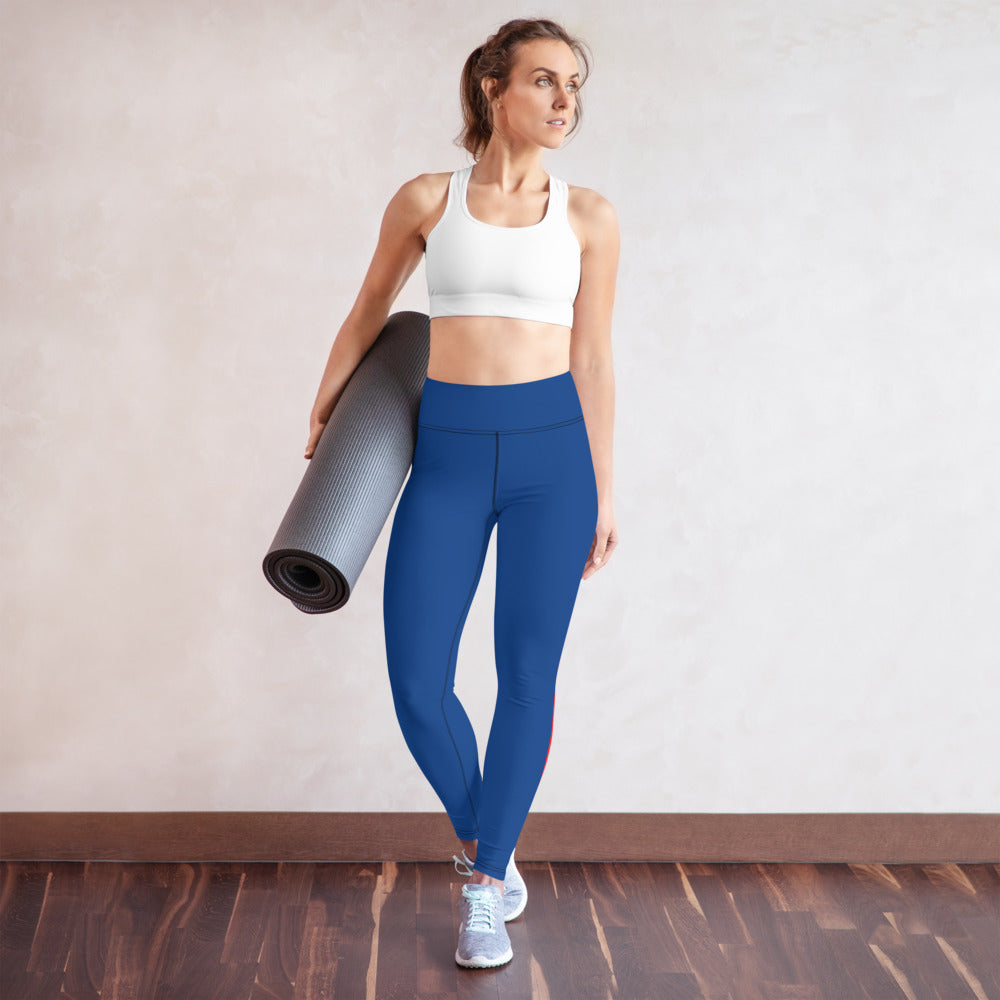 All-Over Print Multi Colors Super Soft, Stretchy, Comfortable, Single Red Stripe Yoga Leggings With Pockets TeeSpect