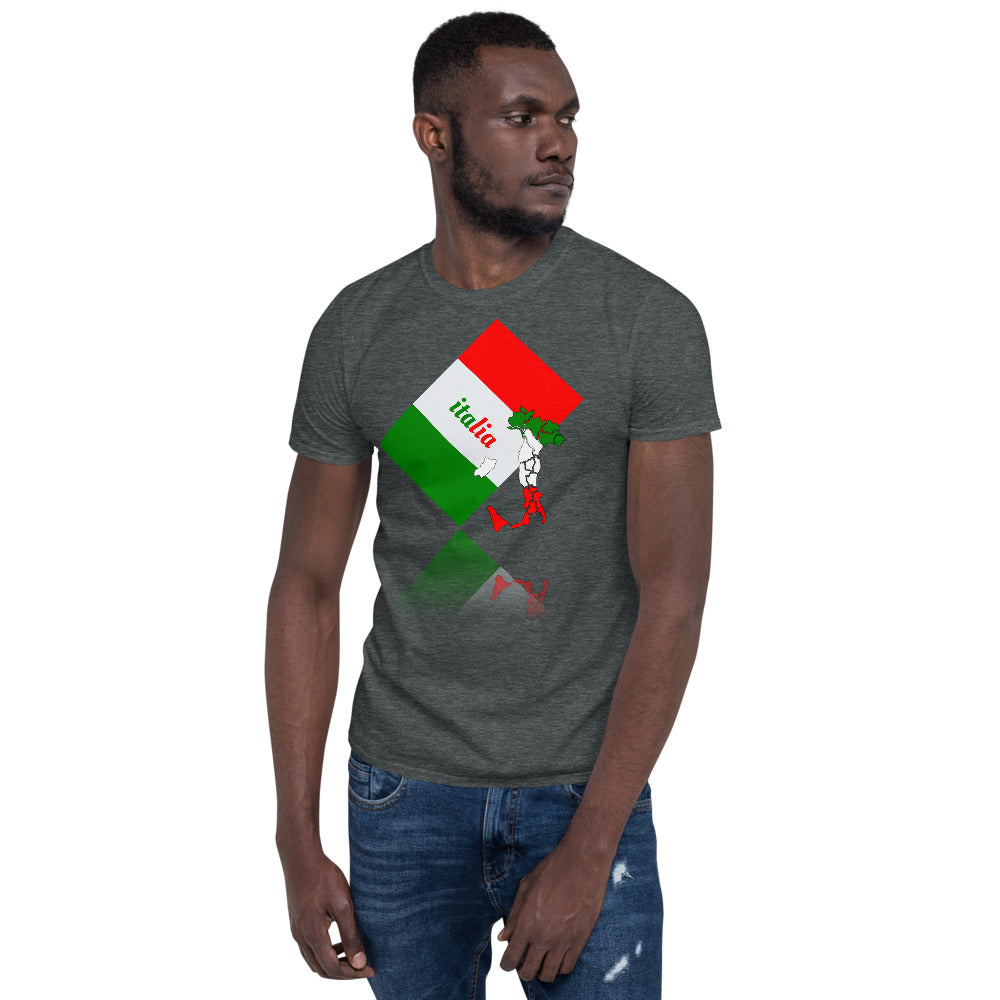 Elegant Italia - Italy Flag And Map Unisex Cotton Softstyle Short-Sleeve T-Shirt TeeSpect