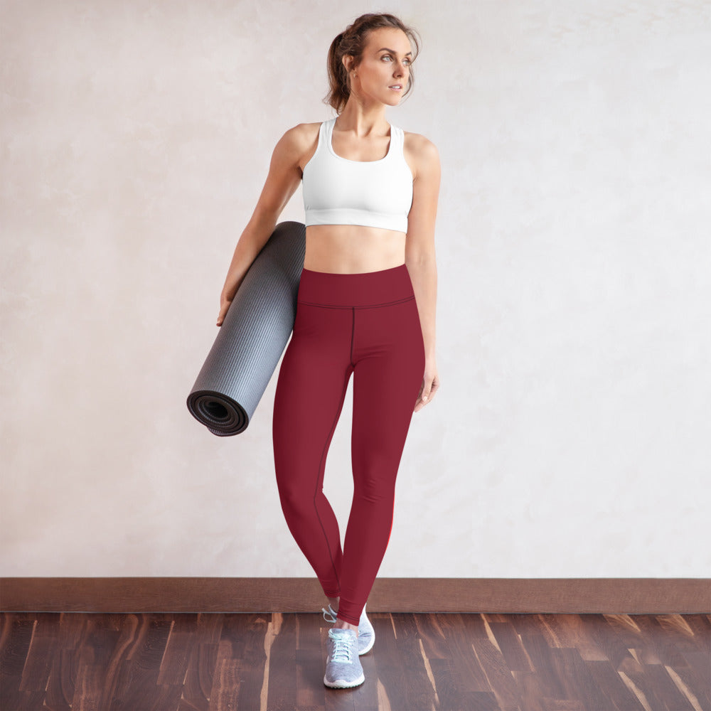 All-Over Print Multi Colors Super Soft, Stretchy, Comfortable, Single Red Stripe Yoga Leggings With Pockets TeeSpect