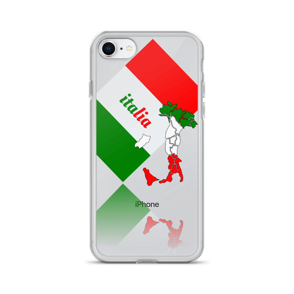 Elegant Italia - Italy Flag And Map Clear iPhone Case TeeSpect