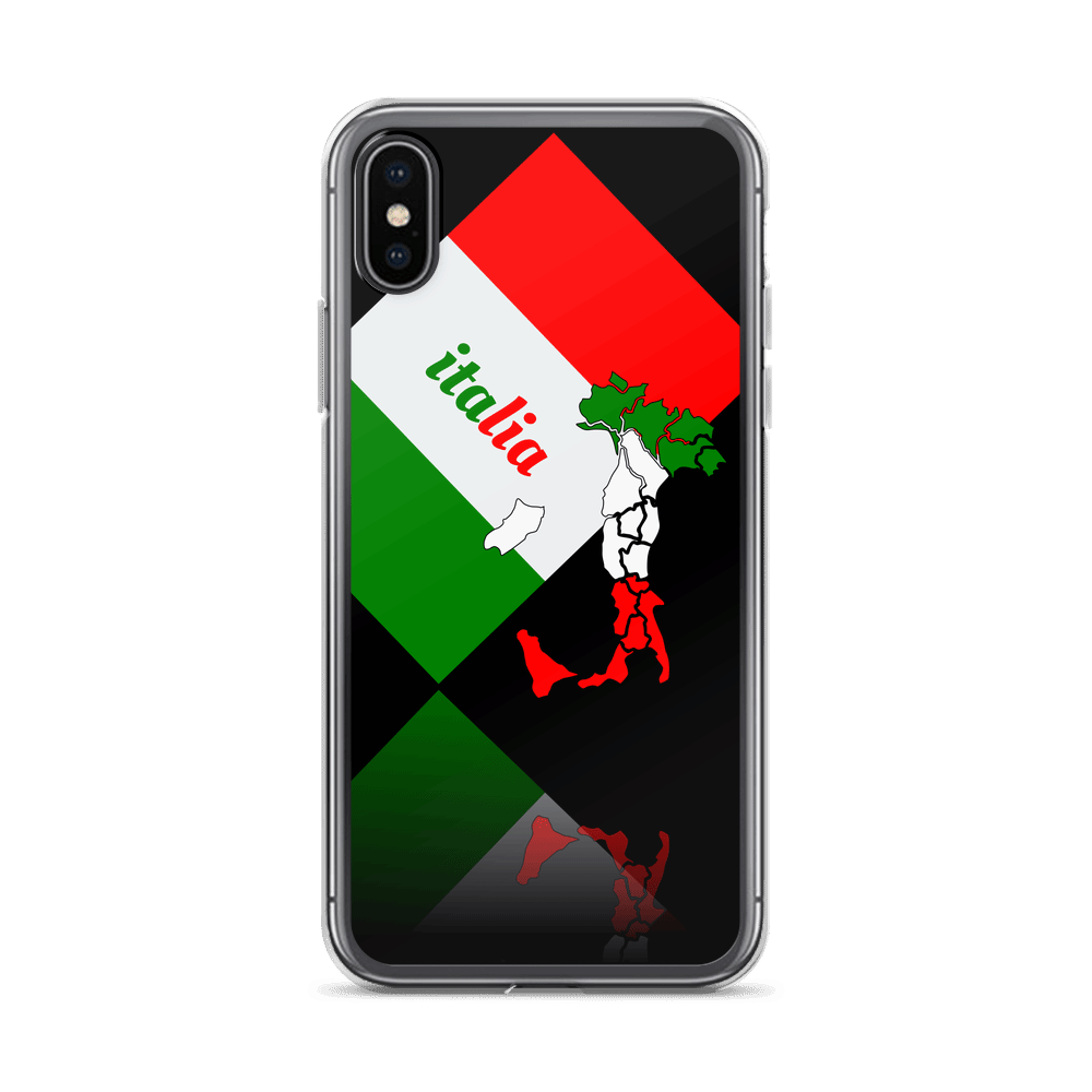 Elegant Italia - Italy Flag And Map iPhone Black Case TeeSpect