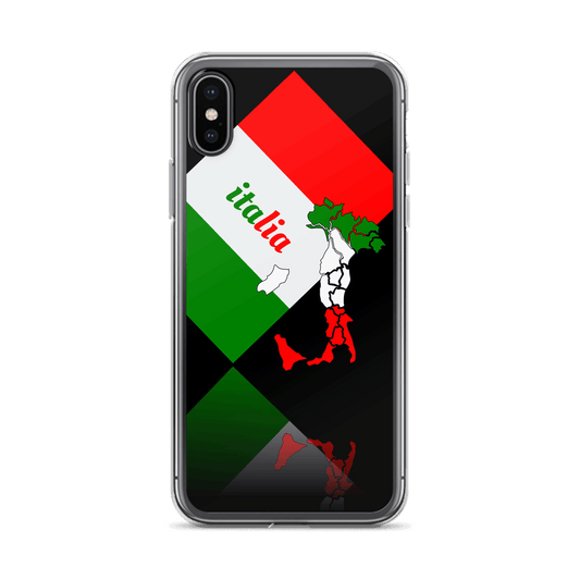 Elegant Italia - Italy Flag And Map iPhone Black Case TeeSpect