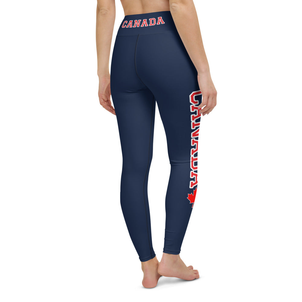 Bold Canada And Maple Leaf Super Soft, Stretchy, Comfortable All Over Print Yoga Leggings With Pockets TeeSpect