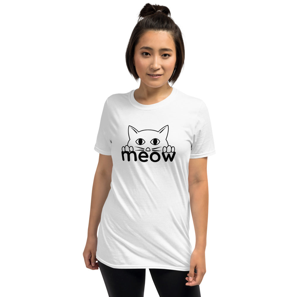 Cat Face Meow Unisex, Soft Cotton, Softstyle Short-Sleeve T-Shirt TeeSpect