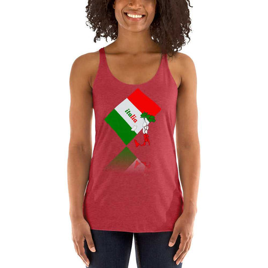 Women's Triblend Elegant Italia - Italy Flag And Map Racerback Tank TeeSpect
